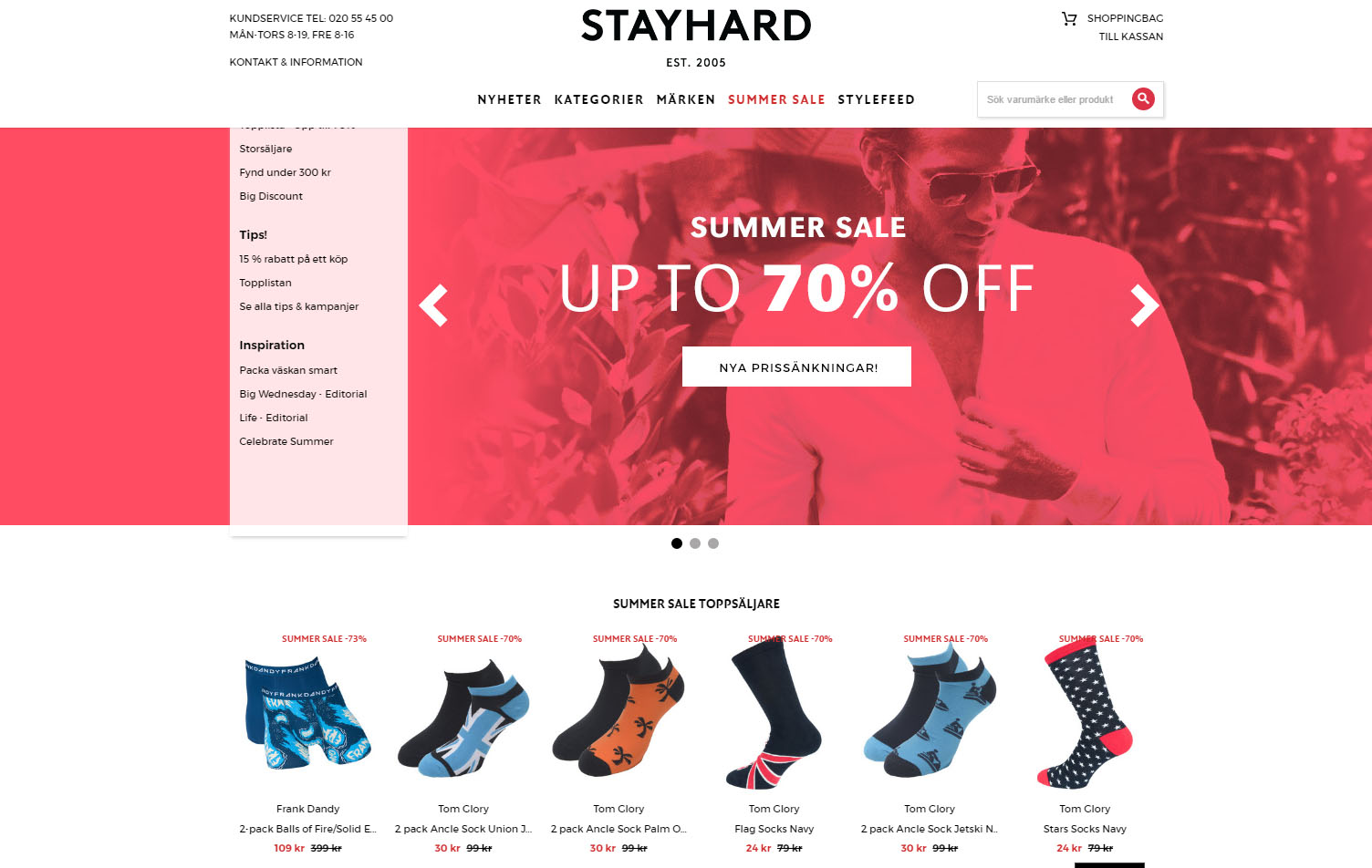 Landningssida för Stayhards kampanj
